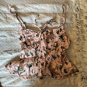 MinkPink pink w/ leopards camisole tank top